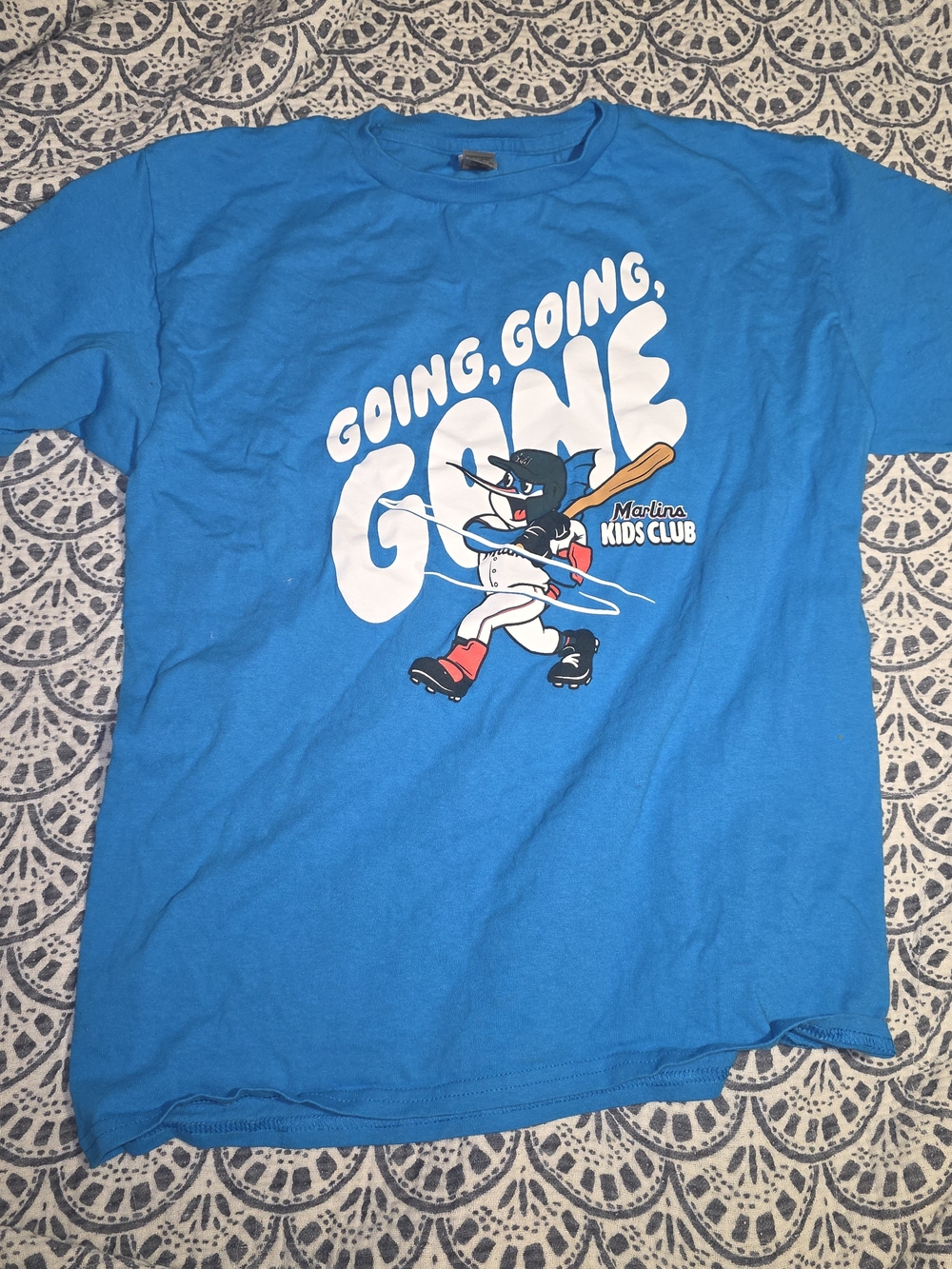 Miami Marlins Kids Club T-Shirt Youth XL Gildan Going Going Gone Baseball Blue